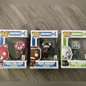 Funko Pop Games Fortnite Set Cuddle Team Leader Skull Trooper Merry Marauder
